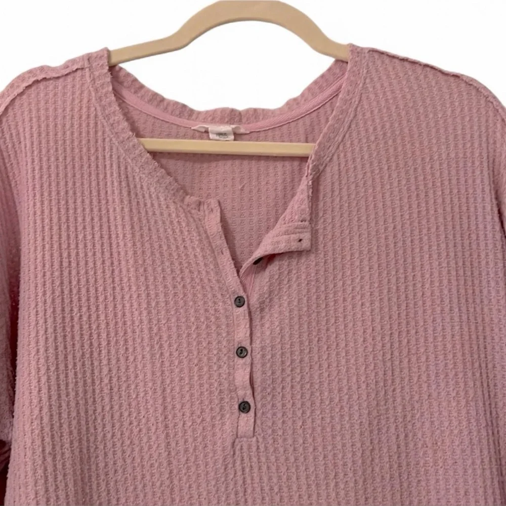 Caslon Waffle Knit Henley Top Pink 0X - Picture 5 of 11
